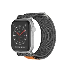 Curea Nailon Trail compatibila cu Apple Watch SE/9/8/7/6/5/4/3/2/1 - 38/40/41MM CASEY STUDIOS, Ajustabila, Respirabila, Material Textil Negru/gri