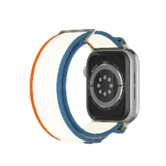 Curea Nailon Trail compatibila cu Apple Watch SE/9/8/7/6/5/4/3/2/1 - 38/40/41MM CASEY STUDIOS, Ajustabila, Respirabila, Material Textil bej / portocaliu