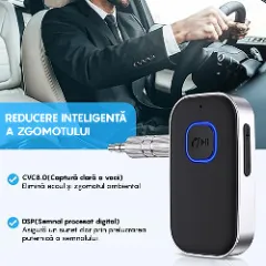 Adaptor Bluetooth 5.3 LAGATO, Receiver Audio AUX 3.5mm, Jack 3.5mm, pentru orice tip de Masina, Portabil, compatibil cu orice Device, Cablu Type-C Negru