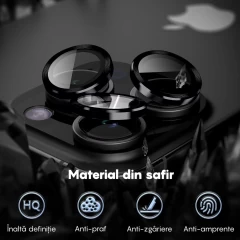 Folie Protectie Lentile Camera pentru iPhone 11 Pro / iPhone 11 Pro Max, Casey Studios MaxDefense+,  Ultra HD, Protectie Profesionala Camere 3D, Anti Amprente, Anti Zgarieturi, Anti Socuri Negru