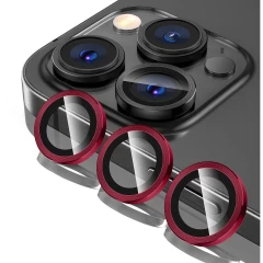 Folie Protectie Lentile Camera pentru iPhone 11 Pro / iPhone 11 Pro Max, Casey Studios MaxDefense+,  Ultra HD, Protectie Profesionala Camere 3D, Anti Amprente, Anti Zgarieturi, Anti Socuri Rosu 
