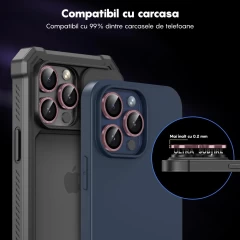 Folie Protectie Lentile Camera pentru iPhone 11 Pro / iPhone 11 Pro Max, Casey Studios MaxDefense+,  Ultra HD, Protectie Profesionala Camere 3D, Anti Amprente, Anti Zgarieturi, Anti Socuri Roz
