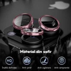 Folie Protectie Lentile Camera pentru iPhone 11 Pro / iPhone 11 Pro Max, Casey Studios MaxDefense+,  Ultra HD, Protectie Profesionala Camere 3D, Anti Amprente, Anti Zgarieturi, Anti Socuri Roz