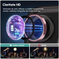 Folie Protectie Lentile Camera pentru iPhone 11 Pro / iPhone 11 Pro Max, Casey Studios MaxDefense+,  Ultra HD, Protectie Profesionala Camere 3D, Anti Amprente, Anti Zgarieturi, Anti Socuri Roz