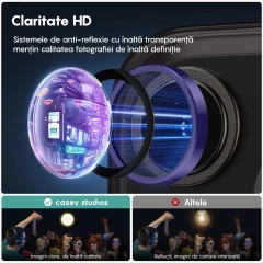 Folie Protectie Lentile Camera pentru iPhone 11, Casey Studios MaxDefense+,  Ultra HD, Protectie Profesionala Camere 3D, Anti Amprente, Anti Zgarieturi, Anti Socuri Mov inchis