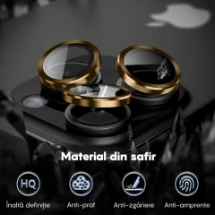 Folie Protectie Lentile Camera pentru iPhone 12 Pro, Casey Studios MaxDefense+,  Ultra HD, Protectie Profesionala Camere 3D, Anti Amprente, Anti Zgarieturi, Anti Socuri Galben