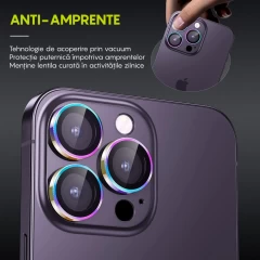 Folie Protectie Lentile Camera pentru iPhone 13 / iPhone 13 Mini, Casey Studios MaxDefense+,  Ultra HD, Protectie Profesionala Camere 3D, Anti Amprente, Anti Zgarieturi, Anti Socuri Curcubeu