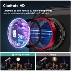Folie Protectie Lentile Camera pentru iPhone 13 / iPhone 13 Mini, Casey Studios MaxDefense+,  Ultra HD, Protectie Profesionala Camere 3D, Anti Amprente, Anti Zgarieturi, Anti Socuri Rosu