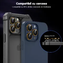 Folie Protectie Lentile Camera pentru iPhone 13 Pro / iPhone 13 Pro Max, Casey Studios MaxDefense+, Ultra HD, Anti Amprente, Anti Zgarieturi, Anti Socuri Galben