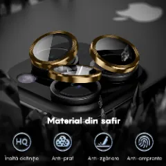 Folie Protectie Lentile Camera pentru iPhone 13 Pro / iPhone 13 Pro Max, Casey Studios MaxDefense+, Ultra HD, Anti Amprente, Anti Zgarieturi, Anti Socuri Galben