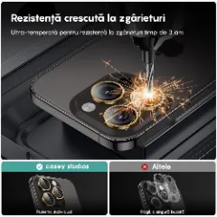Folie Protectie Lentile Camera pentru iPhone 13 Pro / iPhone 13 Pro Max, Casey Studios MaxDefense+, Ultra HD, Anti Amprente, Anti Zgarieturi, Anti Socuri Galben