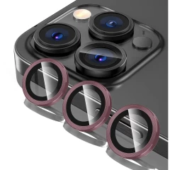 Folie Protectie Lentile Camera pentru iPhone 13 Pro / iPhone 13 Pro Max, Casey Studios MaxDefense+, Ultra HD, Anti Amprente, Anti Zgarieturi, Anti Socuri Roz 