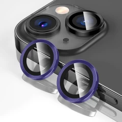 Folie Protectie Lentile Camera pentru iPhone 14 / iPhone 14 Plus, Casey Studios MaxDefense+,  Ultra HD, Protectie Profesionala Camere 3D, Anti Amprente, Anti Zgarieturi, Anti Socuri Mov inchis 