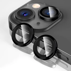 Folie Protectie Lentile Camera pentru iPhone 14 / iPhone 14 Plus, Casey Studios MaxDefense+,  Ultra HD, Protectie Profesionala Camere 3D, Anti Amprente, Anti Zgarieturi, Anti Socuri Negru 