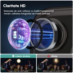 Folie Protectie Lentile Camera pentru iPhone 15 / iPhone 15 Plus, Casey Studios MaxDefense+,  Ultra HD, Protectie Profesionala Camere 3D, Anti Amprente, Anti Zgarieturi, Anti Socuri Argintiu