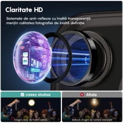 Folie Protectie Lentile Camera pentru iPhone 15 / iPhone 15 Plus, Casey Studios MaxDefense+,  Ultra HD, Protectie Profesionala Camere 3D, Anti Amprente, Anti Zgarieturi, Anti Socuri Negru