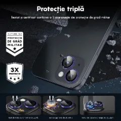 Folie Protectie Lentile Camera pentru iPhone 15 Pro / iPhone 15 Pro Max, Casey Studios MaxDefense+, Ultra HD, Anti Amprente, Anti Zgarieturi, Anti Socuri Mov inchis