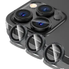 Folie Protectie Lentile Camera pentru iPhone 15 Pro / iPhone 15 Pro Max, Casey Studios MaxDefense+, Ultra HD, Anti Amprente, Anti Zgarieturi, Anti Socuri Argintiu 