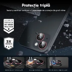 Folie Protectie Lentile Camera pentru iPhone 15 Pro / iPhone 15 Pro Max, Casey Studios MaxDefense+, Ultra HD, Anti Amprente, Anti Zgarieturi, Anti Socuri Roz