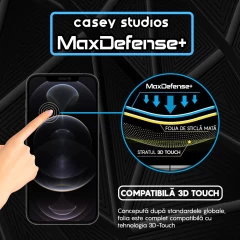 Folie Sticla CASEY STUDIOS pentru iPhone 12 / 12 Pro, MaxDefense+ Matte, Full Glue, Sticla Securizata, Duritate Militara, Ultra HD, Protectie Profesionala Ecran 3D, Anti Zgarieturi, Anti Socuri Negru