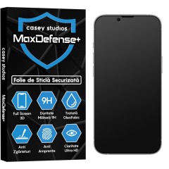 Folie Sticla CASEY STUDIOS pentru iPhone 13 / 13 Pro, MaxDefense+ Matte, Full Glue, Sticla Securizata, Duritate Militara, Ultra HD, Protectie Profesionala Ecran 3D, Anti Zgarieturi, Anti Socuri