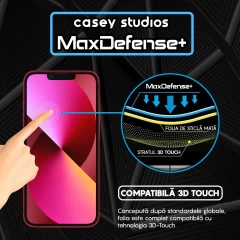 Folie Sticla CASEY STUDIOS pentru iPhone 13 Mini, MaxDefense+ Matte, Full Glue, Sticla Securizata, Duritate Militara, Ultra HD, Protectie Profesionala Ecran 3D, Anti Zgarieturi, Anti Socuri Negru