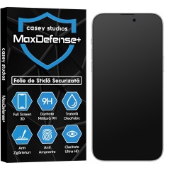 Folie Sticla CASEY STUDIOS pentru iPhone 14 Pro Max, MaxDefense+ Matte, Full Glue, Sticla Securizata, Duritate Militara, Ultra HD, Protectie Profesionala Ecran 3D, Anti Zgarieturi, Anti Socuri
