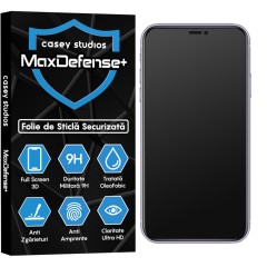Folie Sticla CASEY STUDIOS pentru iPhone 11 Pro Max, MaxDefense+ Matte, Full Glue, Sticla Securizata, Duritate Militara, Ultra HD, Protectie Profesionala Ecran 3D, Anti Zgarieturi, Anti Socuri