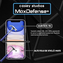 Folie Sticla CASEY STUDIOS pentru iPhone 11 Pro, MaxDefense+ Matte, Full Glue, Sticla Securizata, Duritate Militara, Ultra HD, Protectie Profesionala Ecran 3D, Anti Zgarieturi, Anti Socuri Negru