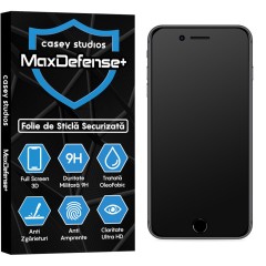 Folie Sticla CASEY STUDIOS pentru iPhone 7 Plus / 8 Plus, MaxDefense+ Matte, Full Glue, Sticla Securizata, Duritate Militara, Ultra HD, Protectie Profesionala Ecran 3D, Anti Zgarieturi, Anti Socuri