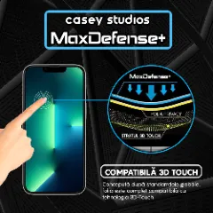 Folie Sticla CASEY STUDIOS pentru iPhone 13 / 13 Pro, MaxDefense+ Privacy, Full Glue, Sticla Securizata, Duritate Militara, Ultra HD, Protectie Profesionala Ecran 3D, Anti Zgarieturi, Anti Socuri Negru