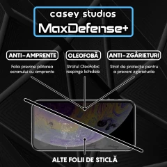 Folie Sticla CASEY STUDIOS pentru iPhone XS Max, MaxDefense+ Privacy, Full Glue, Sticla Securizata, Duritate Militara, Ultra HD, Protectie Profesionala Ecran 3D, Anti Zgarieturi, Anti Socuri Negru