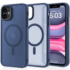 Husa MagSafe pentru iPhone 11, CASEY STUDIOS, de Protectie, Slim, pentru Incarcare Wireless, Margini Ridicate pentru Protectia Ecranului si a Camerelor Gentleman Blue 