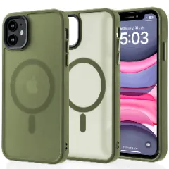 Husa MagSafe pentru iPhone 11, CASEY STUDIOS, de Protectie, Slim, pentru Incarcare Wireless, Margini Ridicate pentru Protectia Ecranului si a Camerelor Green