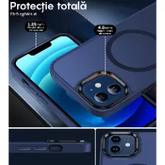 Husa MagSafe pentru iPhone 11, CASEY STUDIOS, de Protectie, Slim, pentru Incarcare Wireless, Margini Ridicate pentru Protectia Ecranului si a Camerelor Gentleman Blue