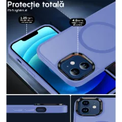 Husa MagSafe pentru iPhone 11, CASEY STUDIOS, de Protectie, Slim, pentru Incarcare Wireless, Margini Ridicate pentru Protectia Ecranului si a Camerelor Yuenfeng Blue