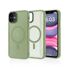 Husa MagSafe pentru iPhone 11, CASEY STUDIOS, de Protectie, Slim, pentru Incarcare Wireless, Margini Ridicate pentru Protectia Ecranului si a Camerelor verde deschis 