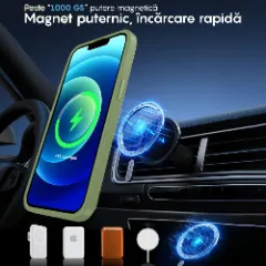 Husa MagSafe pentru iPhone 11, CASEY STUDIOS, de Protectie, Slim, pentru Incarcare Wireless, Margini Ridicate pentru Protectia Ecranului si a Camerelor verde deschis