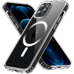 Husa MagSafe pentru iPhone 12/12 Pro, CASEY STUDIOS, de Protectie, Slim, pentru Incarcare Wireless, Margini Ridicate pentru Protectia Ecranului si a Camerelor Transparent 