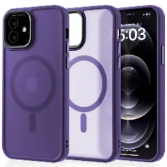Husa MagSafe pentru iPhone 12/12 Pro, CASEY STUDIOS, de Protectie, Slim, pentru Incarcare Wireless, Margini Ridicate pentru Protectia Ecranului si a Camerelor Dark Purple 