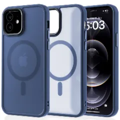 Husa MagSafe pentru iPhone 12/12 Pro, CASEY STUDIOS, de Protectie, Slim, pentru Incarcare Wireless, Margini Ridicate pentru Protectia Ecranului si a Camerelor Gentleman Blue 