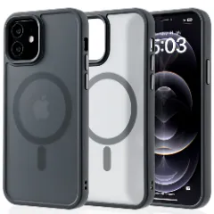 Husa MagSafe pentru iPhone 12/12 Pro, CASEY STUDIOS, de Protectie, Slim, pentru Incarcare Wireless, Margini Ridicate pentru Protectia Ecranului si a Camerelor Black 