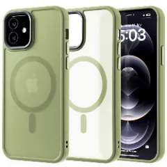 Husa MagSafe pentru iPhone 12/12 Pro, CASEY STUDIOS, de Protectie, Slim, pentru Incarcare Wireless, Margini Ridicate pentru Protectia Ecranului si a Camerelor verde deschis