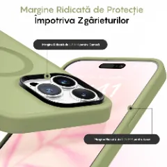 Husa MagSafe pentru iPhone 12/12 Pro, CASEY STUDIOS, de Protectie, Slim, pentru Incarcare Wireless, Margini Ridicate pentru Protectia Ecranului si a Camerelor verde deschis