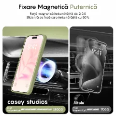 Husa MagSafe pentru iPhone 12/12 Pro, CASEY STUDIOS, de Protectie, Slim, pentru Incarcare Wireless, Margini Ridicate pentru Protectia Ecranului si a Camerelor verde deschis