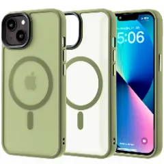 Husa MagSafe pentru iPhone 13, CASEY STUDIOS, de Protectie, Slim, pentru Incarcare Wireless, Margini Ridicate pentru Protectia Ecranului si a Camerelor verde deschis 