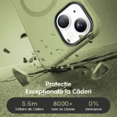Husa MagSafe pentru iPhone 13, CASEY STUDIOS, de Protectie, Slim, pentru Incarcare Wireless, Margini Ridicate pentru Protectia Ecranului si a Camerelor verde deschis