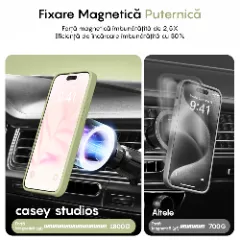 Husa MagSafe pentru iPhone 13 Mini, CASEY STUDIOS, de Protectie, Slim, pentru Incarcare Wireless, Margini Ridicate pentru Protectia Ecranului si a Camerelor verde deschis