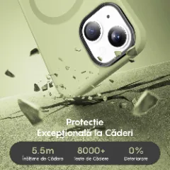 Husa MagSafe pentru iPhone 13 Mini, CASEY STUDIOS, de Protectie, Slim, pentru Incarcare Wireless, Margini Ridicate pentru Protectia Ecranului si a Camerelor verde deschis