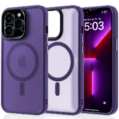 Husa MagSafe pentru iPhone 13 Pro, CASEY STUDIOS, de Protectie, Slim, pentru Incarcare Wireless, Margini Ridicate pentru Protectia Ecranului si a Camerelor Dark Purple 